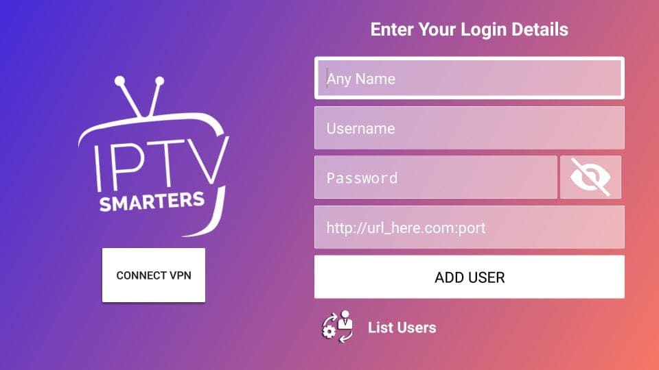 Login to IPTV Smarters via IPTVFarm M3U Line or Xtream Codes